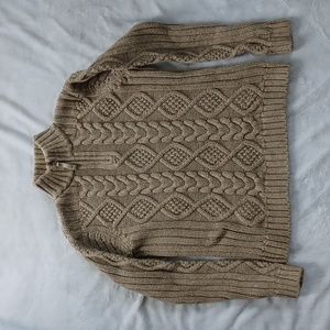 Leo & Nicole Half- zip Loden Green Cotton Sweater